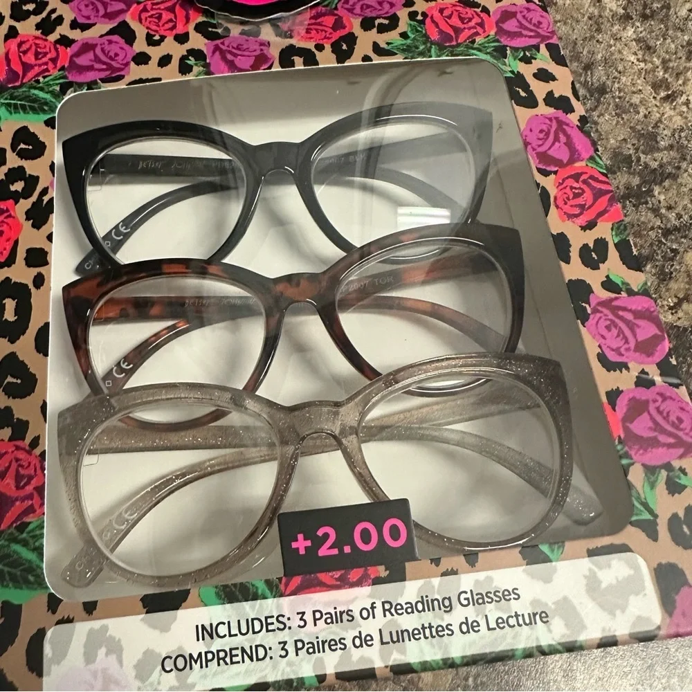 Betsey Johnson 3PCK Reading Glasses Set